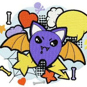 Cute bat embroidery design
