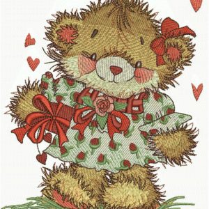 Cute bear girl embroidery design
