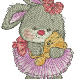 Cute bunny girl embroidery design