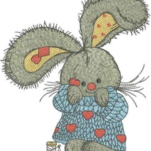 Bunny in love embroidery design