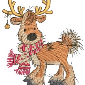 Cute Christmas deer embroidery design
