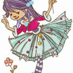 Cute elf collects flowers embroidery design