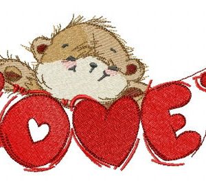 Cute garland from teddy bear embroidery design