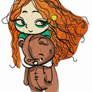 Cute girl in pajamas 3 embroidery design