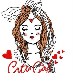Cute girl embroidery design