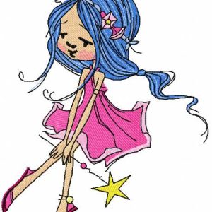 Cute girl with magic wand embroidery design