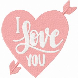 Cute I LOVE YOU heart embroidery design