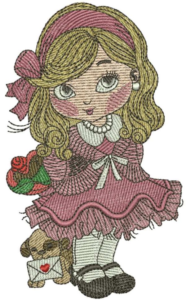 Little cute girl 5 embroidery design