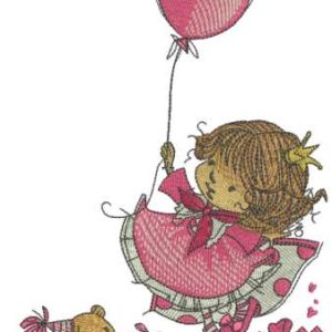 Happy birthday cute girl embroidery design