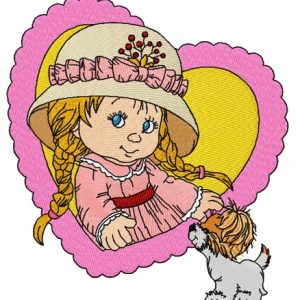 Cute little girl embroidery design