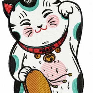 Cute Maneki Neko embroidery design
