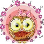 Cute owl girl embroidery design
