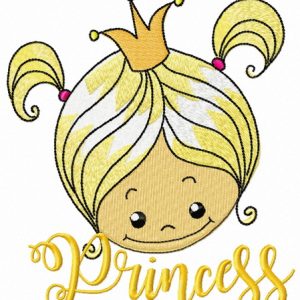 Cute princess face embroidery design