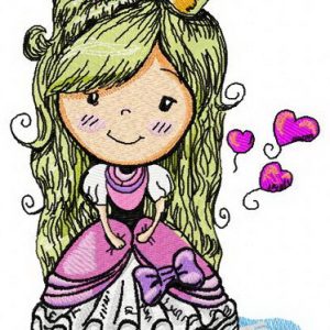 Cute princess embroidery design