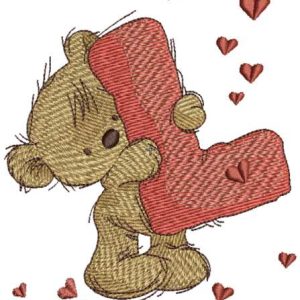 Teddy Bear with letter L embroidery design