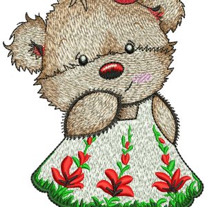 Cute Teddy girl embroidery design