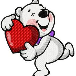 Cute white bear embroidery design