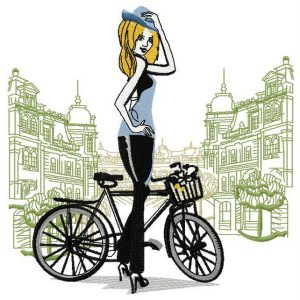 Cycling tour embroidery design