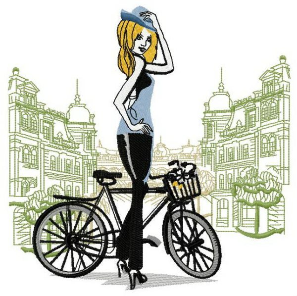 Cycling tour embroidery design