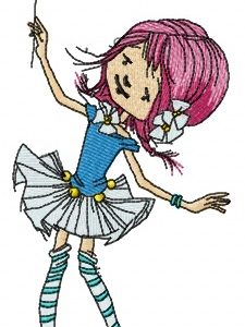 Dancing with magic wand embroidery design