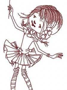 Dancing with magic wand one color embroidery design