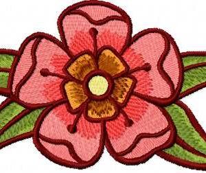 Dark red flower embroidery design