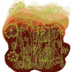 Dawn and field embroidery design