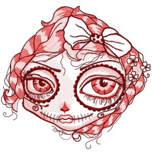 Dead beauty face embroidery design