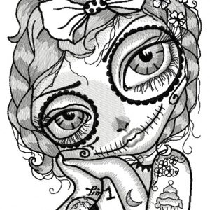 Dead girl with cupcake tattoo embroidery design