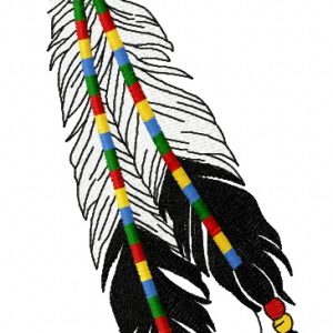 Decorated feathers embroidery design