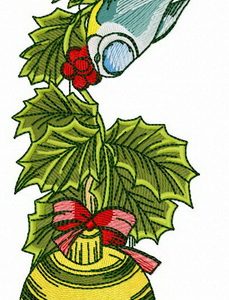 Decorated holly branch embroidery design