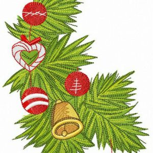 Decorated spruce branch embroidery design