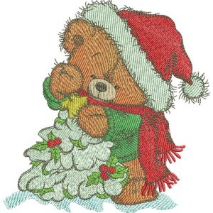 Decorating holly for Christmas embroidery design