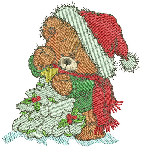 Decorating holly for Christmas embroidery design