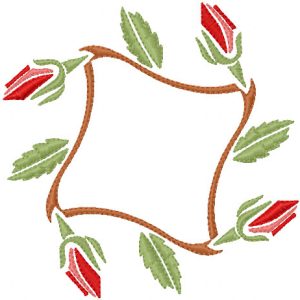 Decoration of leaves and flowers embroidery design