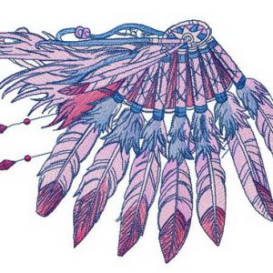 Decoration of feathers embroidery design
