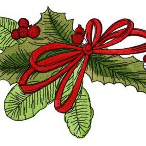 Decoration with holly embroidery design