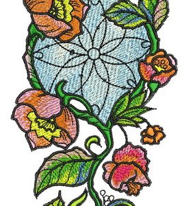 Decoration with poppies embroidery design