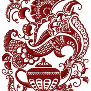 Decorative teapot embroidery design