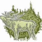 Deer in forest embroidery design