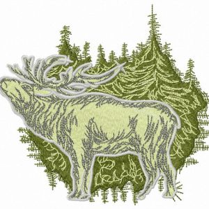 Deer in forest embroidery design