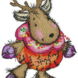Deer in pumpkin costume embroidery design