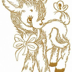 Deer playing with butterfly embroidery design