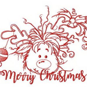 Deer's costume of Christmas tree embroidery design