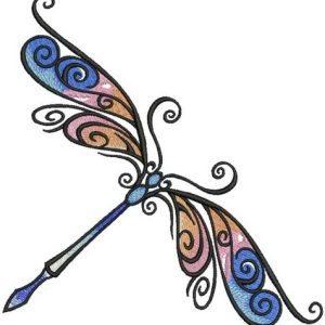 Delicate dragonfly embroidery design
