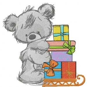 Delivery of Christmas presents embroidery design