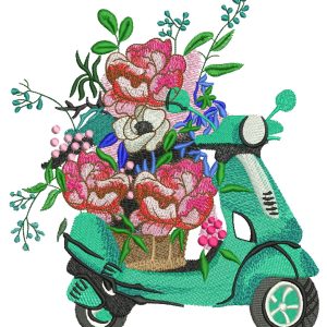 Delivery of flowers embroidery design