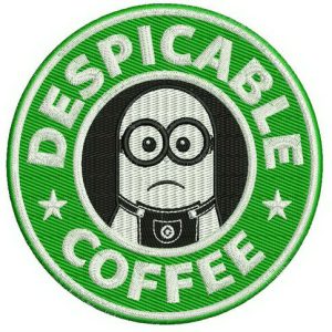 Despicable coffee embroidery design