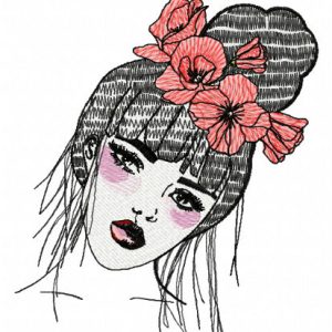 Detached girl embroidery design