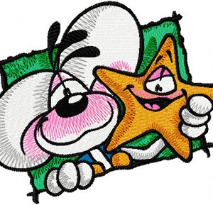 Diddl and sea star embroidery design